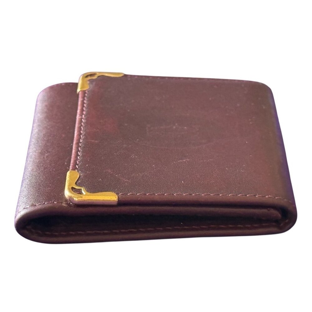 Cartier Bordeaux Burgundy Red Leather Logo Coin Wallet - Picture 4 of 11